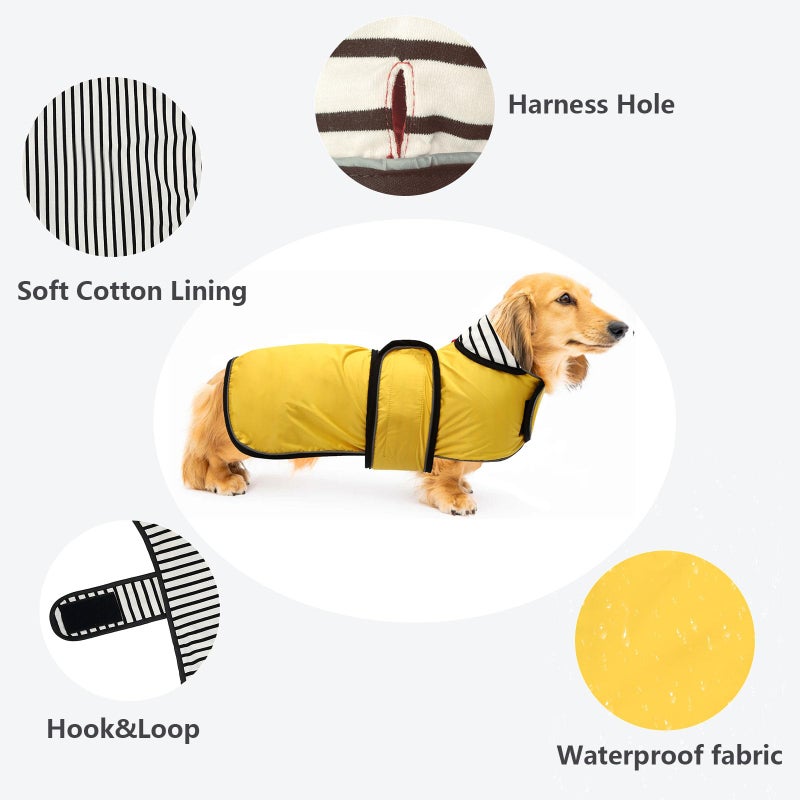 Morezi Dachshund Raincoat Corgi Raincoat Dogs Waterproof fit for Dachshunds Weiner Long Back Breeds with Reflective Stripe Great Coverage in Autumn Winter - Yellow - M - Image 3